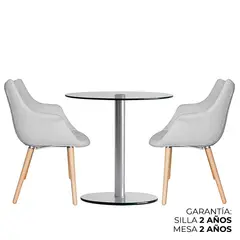 ZIYAZ - 1 Mesa Simplex DA60 1L + 2 Sillas Arianne Gris -
