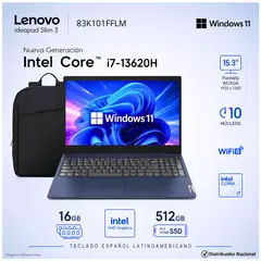 LENOVO - Laptop Notebook IDEAPAD SLIM 3 15IRH10 15.3" WUXGA Intel® Core™ i7‑13620H 16GB RAM 512GB SSD 83K101FFLM