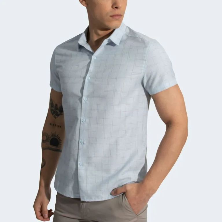 CAMISA MANGA CORTA - CELESTE