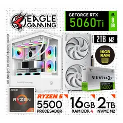 AMD - Computadora PC Gamer RYZEN 5 5500 RAM 16GB SSD 2TB RTX 5060TI 8GB