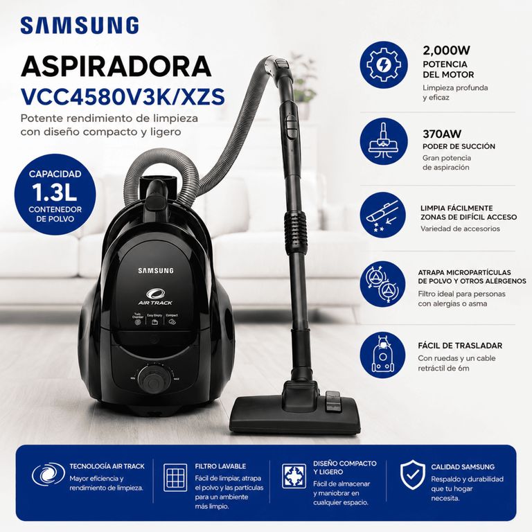 Aspiradora de Arrastre Ciclónica VCC4580V3KXZS 2000W Negro