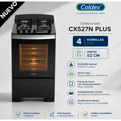 Coldex - COCINA NEGRA 52CM 4Q 20 NG GLASS - CX527N
