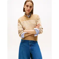 TOMMY HILFIGER - SWEATER CO JERSEY GOLD BTN MOCK-NK SWT