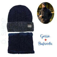 POLAR - Conjunto de Gorro más Cuellera Unisex Abrigador Azul