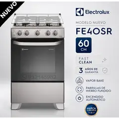 Electrolux - Cocina 4 quemadores Efficient VaporBake Silver FE4OSR