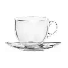 HYGGE - Taza y Plato de Vidrio Transparente para Café