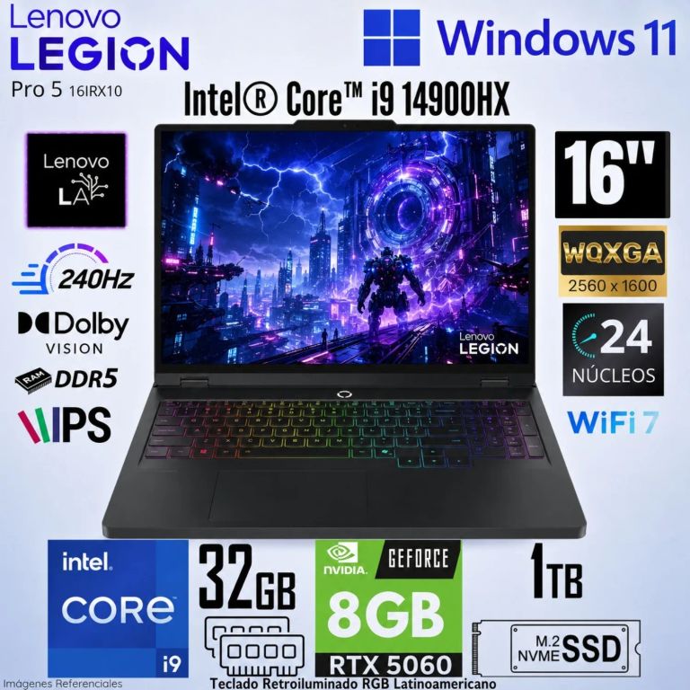 Laptop Legion Pro 5 16IRX10 Intel Core i9 14900HX 32GB RAM 1TB RTX 5060-8GB 16" 83NN0058LM