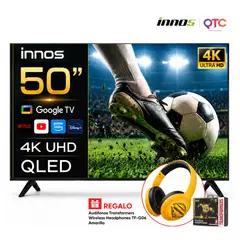 GENERICO - Televisor Smart TV INNOS 50 4K UHD QLED Google TV 2GB RAM 64GB + Transformers TF-G06 Amarillo