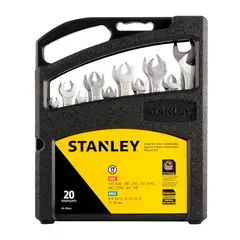 STANLEY - Juego de Llaves Combinadas 20 Piezas MM y Pulgadas Cromo Vanadio 85-783LA