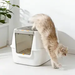 GENERICO - Arenero cerrado para gato XL con pluma verde