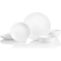 Corelle - Vitrelle Juego de Vajilla de 18 Piezas para 6 Personas - Blanco Winter White Frost