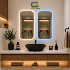 GREEN HOUSE - ESPEJO INTELIGENTE MODELO U-ITALA LED ANTIEMPAÑO+ RELOJ- 60x80cm