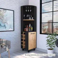 TUHOME - Bar Esquinero 1 Puerta Kaia Wengue Y Miel 180,0x45,0x45,0 Cm