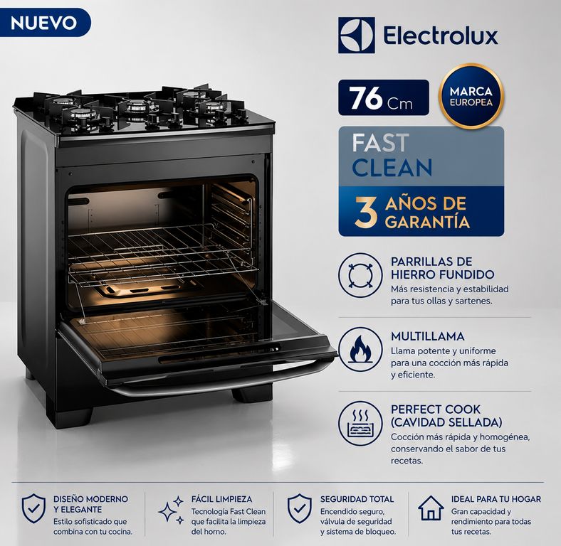 Cocina 5 Quemadores VaporBake 76 cm F5EGB