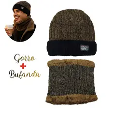 POLAR - Gorro con Cuellera Tipo Chalina Para Este Invierno Marrón
