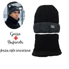 POLAR - Gorro de Invierno más Bufanda  Negro