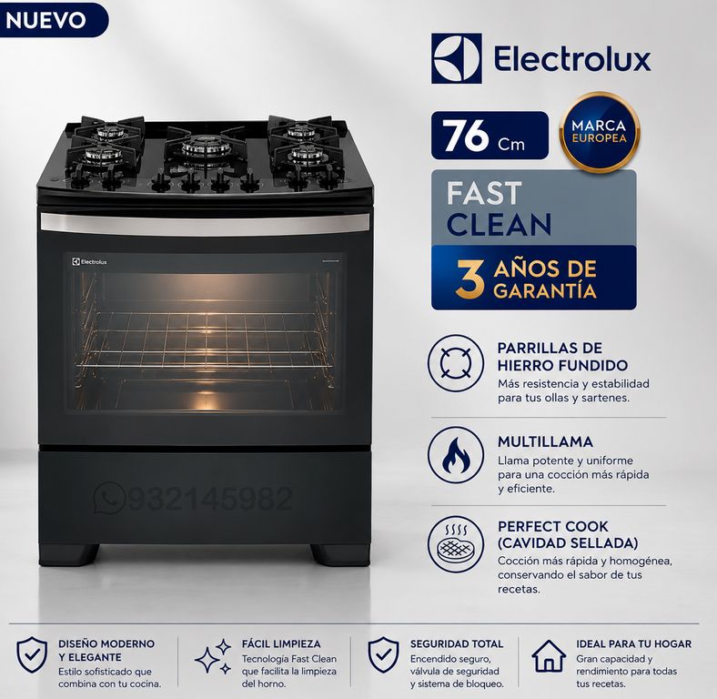 Cocina 5 Quemadores VaporBake 76 cm F5EGB