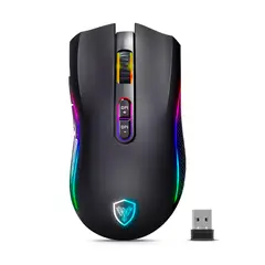 MICRONICS - Mouse Gamer Inalámbrico Bluetooth Recargable RGB 4800 DPI 7 Botones Tipo C 3 Modos NEGRO