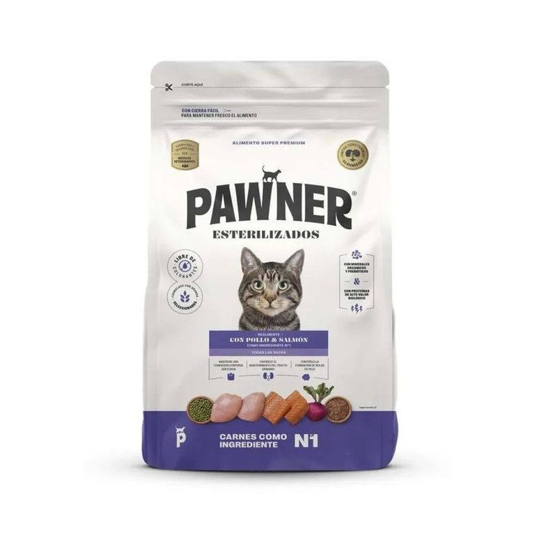 Pawner Gatos Adultos Esterilizados Pollo y Salmon 8 Kg