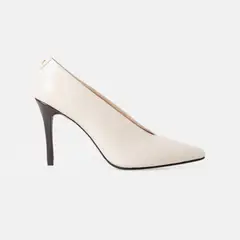 GINO BIGIONI - Stiletto EVORY cuero charol hueso en taco alto para mujer