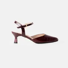 GINO BIGIONI - Stiletto JADE cuero croco charol vino tinto en taco punta para mujer