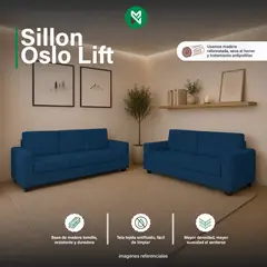 MUEBLES MACRUMO - Juego de Sala Oslo Lift 3-2 Azul
