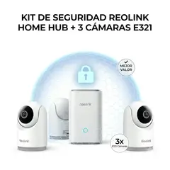 REOLINK - Kit de Seguridad Home Hub + 3 Cámaras E321 3MP WiFi Visión Nocturna Detección Inteligente