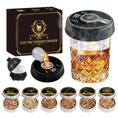 PUREPOWER - Ahumador de whisky electrico, Recargable ahumador de cocteles con 6 materiales para fumar con sabor