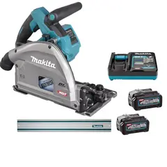 MAKITA - COMBO SIERRA DE INCISIÓN SP001GZ + 2 BATERÍAS 4.0 AH + CARGADOR RÁPIDO + RIEL GUÍA 1.5 M
