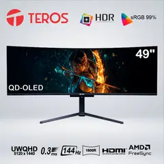 Teros - MONITOR CURVO GAME TE-4921G ULTR WQHD 49 " QD-OLED, 144HZ, 0.03MS, HDMI, DP, AUDIO OUT