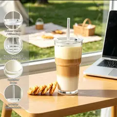 GENERICO - VASO DE VIDRIO CON SORBETE DE VIDRIO SIN RELIEVE