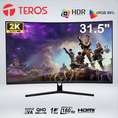 Teros - MONITOR CURVO GAME TE-3218G QHD 31.5 " VA, 180HZ, 1MS, HDMI, DP, AUDIO OUT