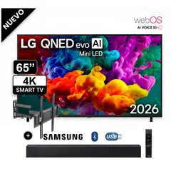 LG - Televisor 65 Qned Miniled 4k Con Ai 65qned65bsa - 2026 + Soundbar Samsung + Rack