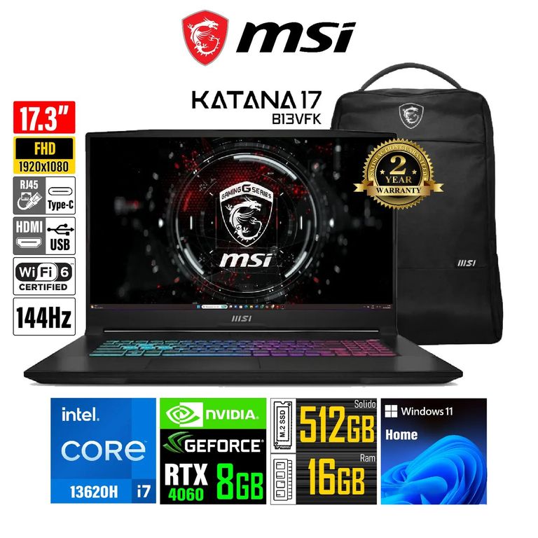 Laptop Gamer KATANA 17 17.3" Intel® Core i7-13620H 16GB DDR5 512GB SSD RTX 4060 B13VFK-1293PE