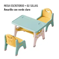 GENERICO - MESA ESCRITORIO CON 2 SILLAS VERDE CLARO