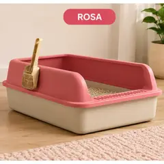 GENERICO - Arenero Abierto para Gatos con Pala – 59 x 40 x 22 cm - Rosado