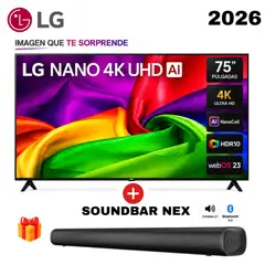 LG - Televisor NANO 75" UHD 4K ThinQ AI 75NU800BPSB 2026 + Soundbar Nex
