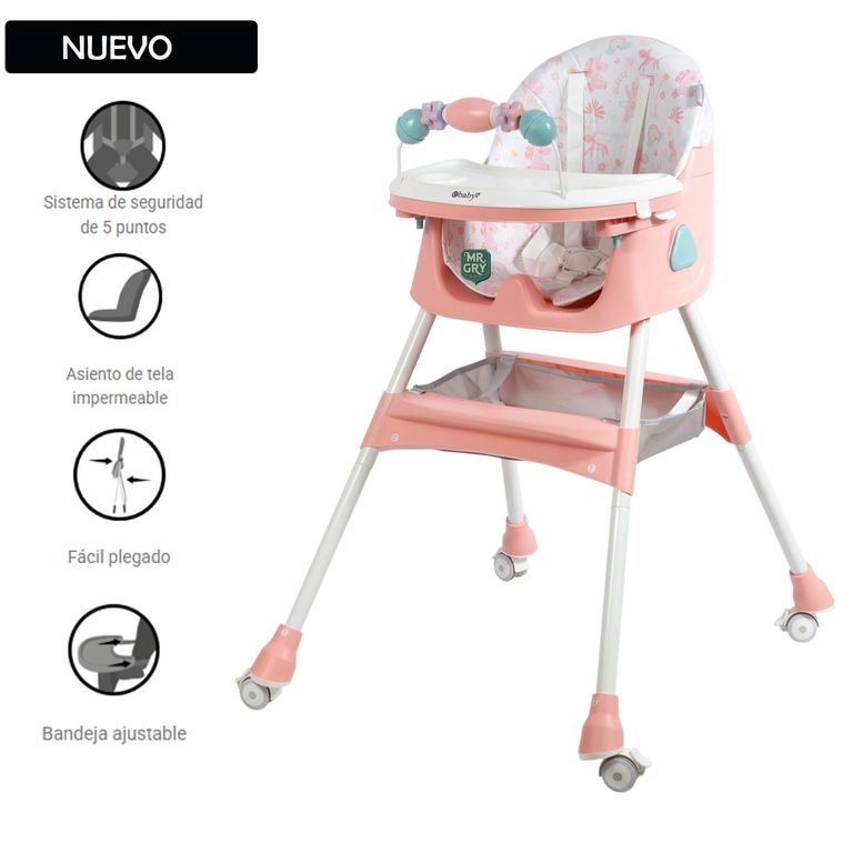 Nueva Silla de Comer Plegable LULU 631-1 Rosado