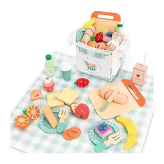 GENERICO - Set Canasta de Picnic y Alimentos Didácticos Juguete Montessori de Madera para Niños