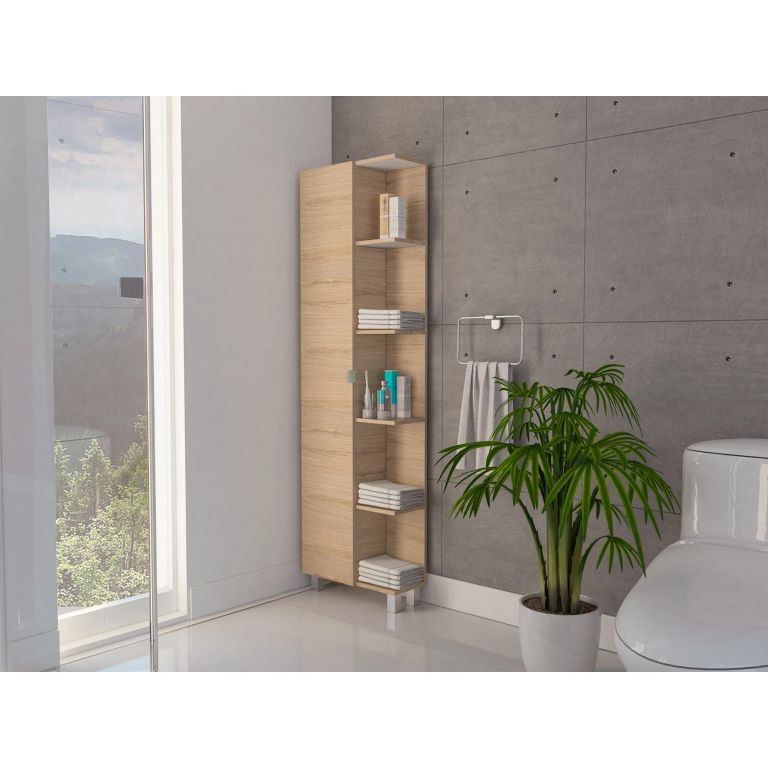 Estante Organizador De Baño 1 Puerta Bath 300 Rovere Y Blanc