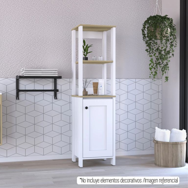 Estante Organizador De Baño 1 Puerta Bath Blanco Y Duna 150,