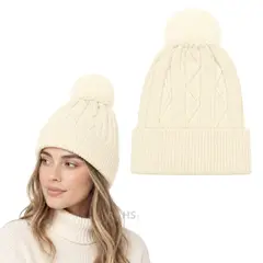 OEM - Gorro Tejido Con Pompón Diseño Texturizado Para Invierno Color Rojo