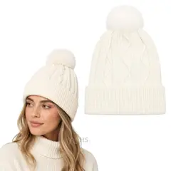 OEM - Gorro Tejido Con Pompón Diseño Texturizado Para Invierno Color Rojo