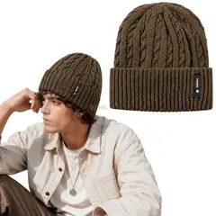 OEM - Gorro Tejido Poliéster Diseño Trenzado Para Invierno Color Marrón
