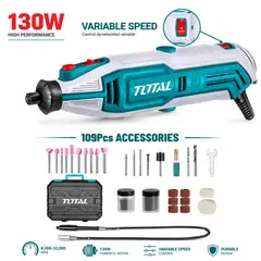 TOTAL - Mini Drill Grinder 130W TG513326 Multiherramienta Rotativa Velocidad Variable