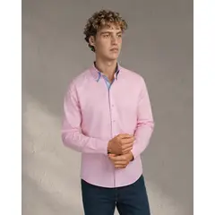 Andrew'S Ties - Camisa para Hombre Rosada Milano con Doble Cuello