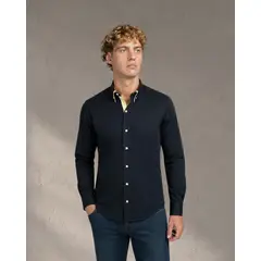 Andrew'S Ties - Camisa para Hombre Azul Milano con Doble Cuello