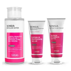 SENSIA - Crema Facial + Fotoprotector + Agua micelar para piel sensible