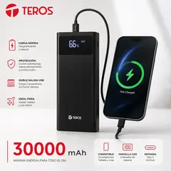Teros - Powerbank 30000MAh TE-7059N USB-A USB-C negro