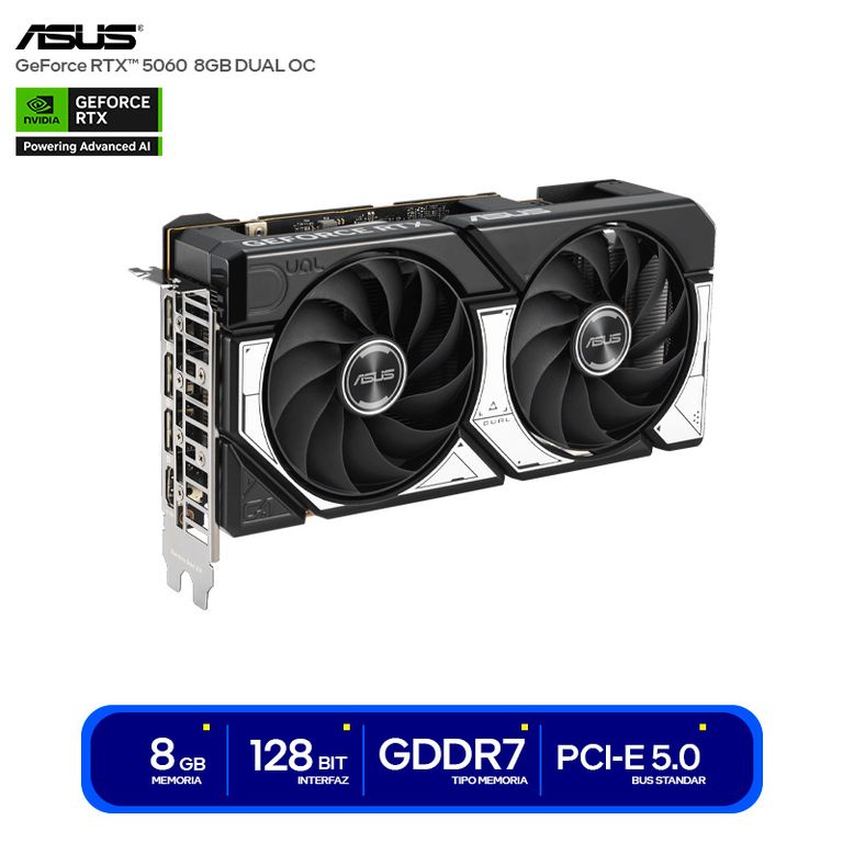 Tarjeta Grafica NVIDIA RTX5060 DUAL 8GB OC GDDR7